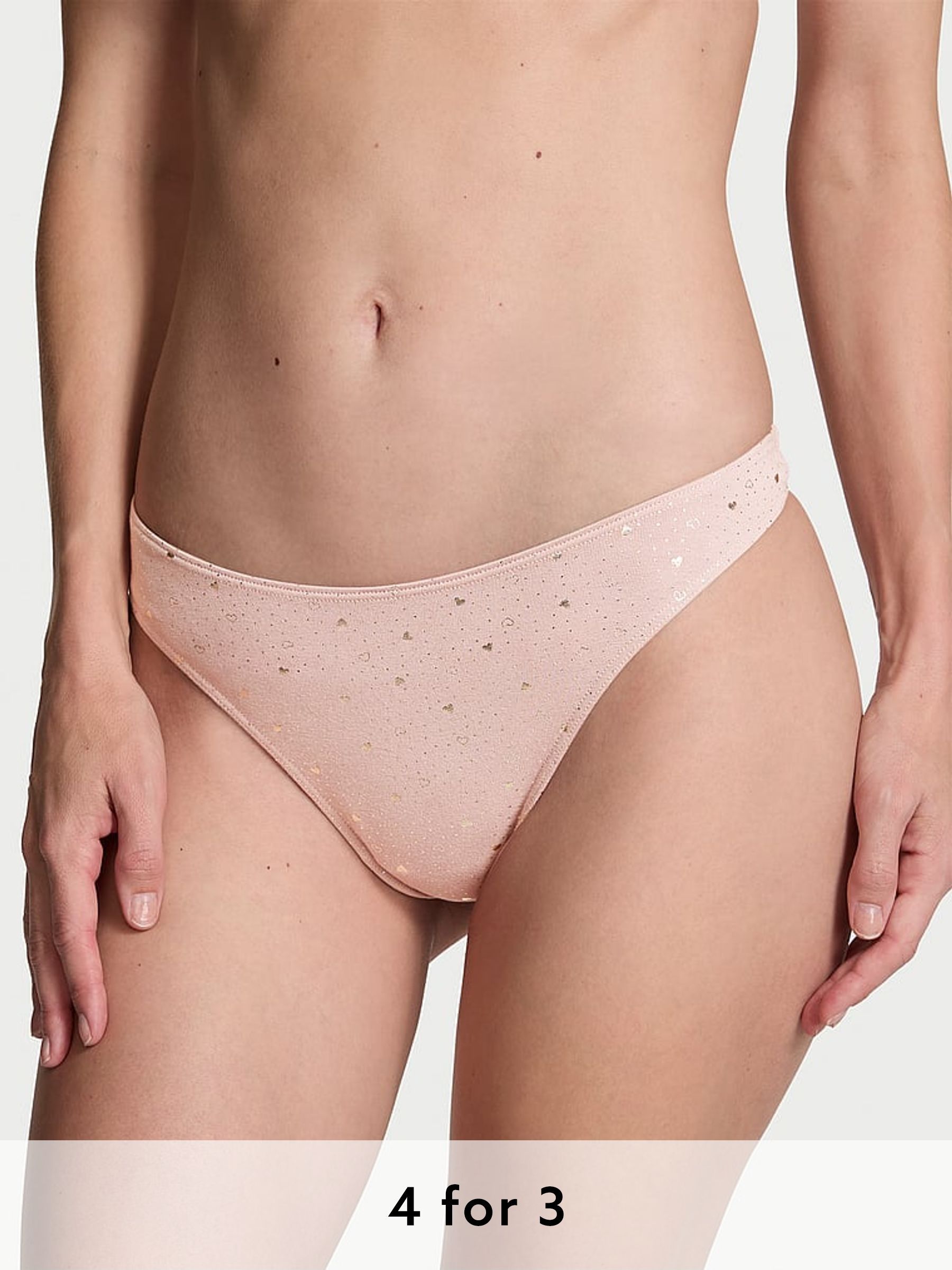 Foil Hearts Pink Thong Knickers (E72027) | £9