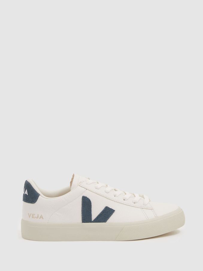 Veja Leather Suede Logo Trainers in Blue/White (E73428) | £75