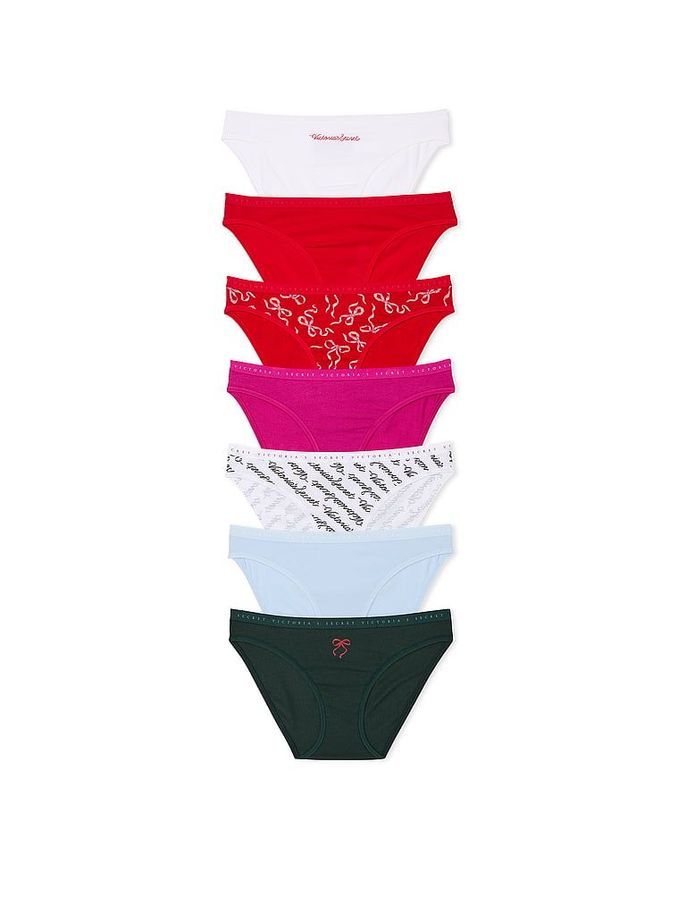 White/Red/Pink/Blue/Green Bikini Logo 7 Pack Knickers (E73882) | £35