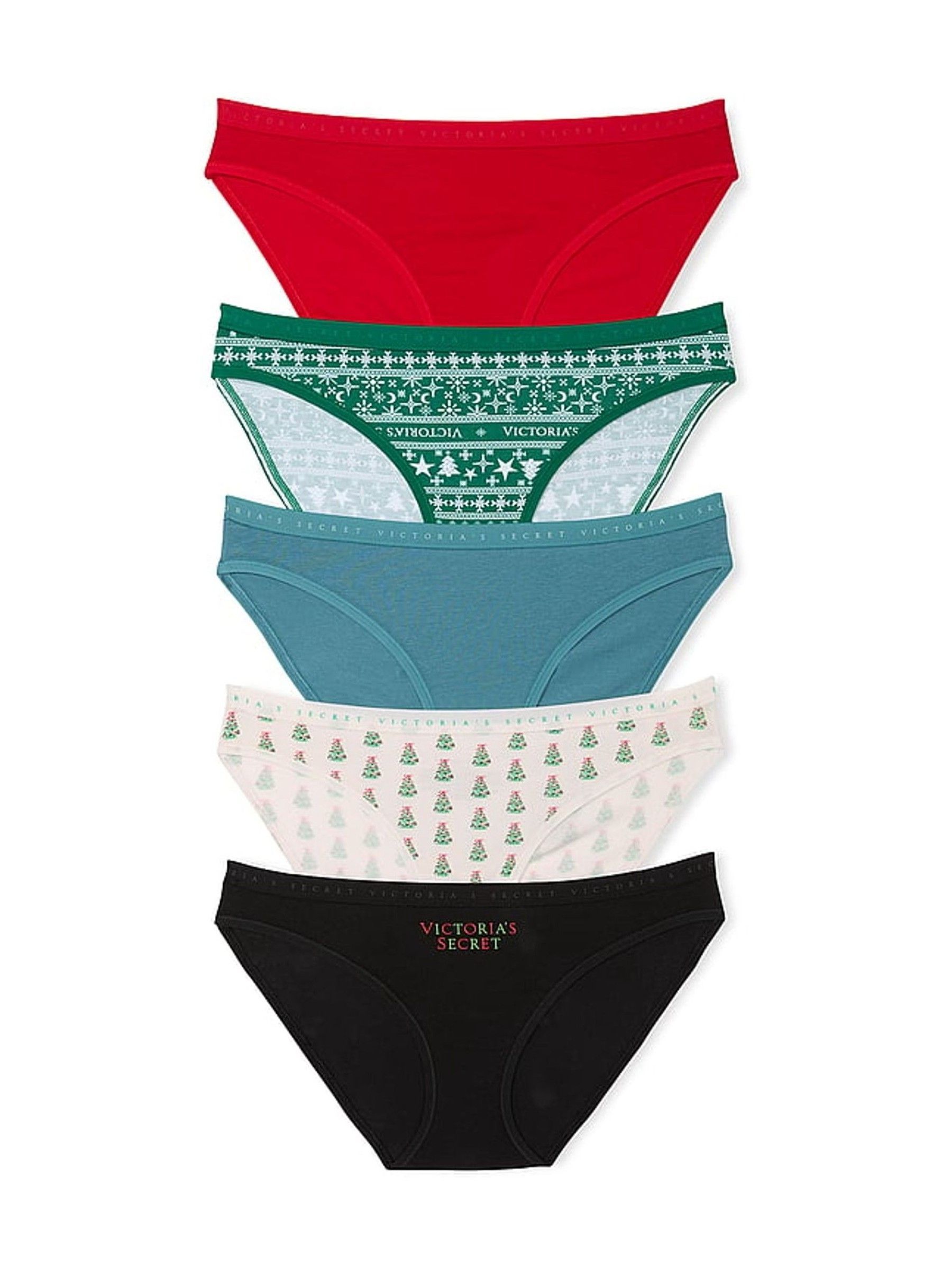 Red/Green/Blue/White/Black Bikini Logo 5 Pack Knickers (E73889) | £27