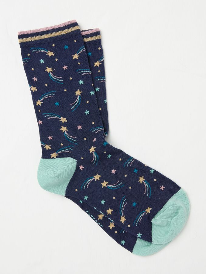Blue Navy Womens Shooting Star Socks 1 Pack (E75188) | £2