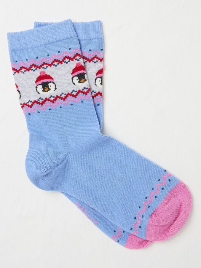 Blue Womens Penguin Fairisle Pattern Socks 1 Pack (E75191) | £2