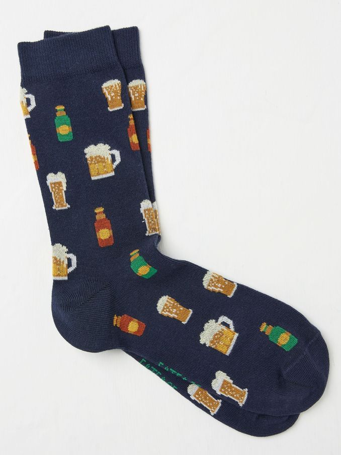 Navy Beer Socks (E75489) | £2