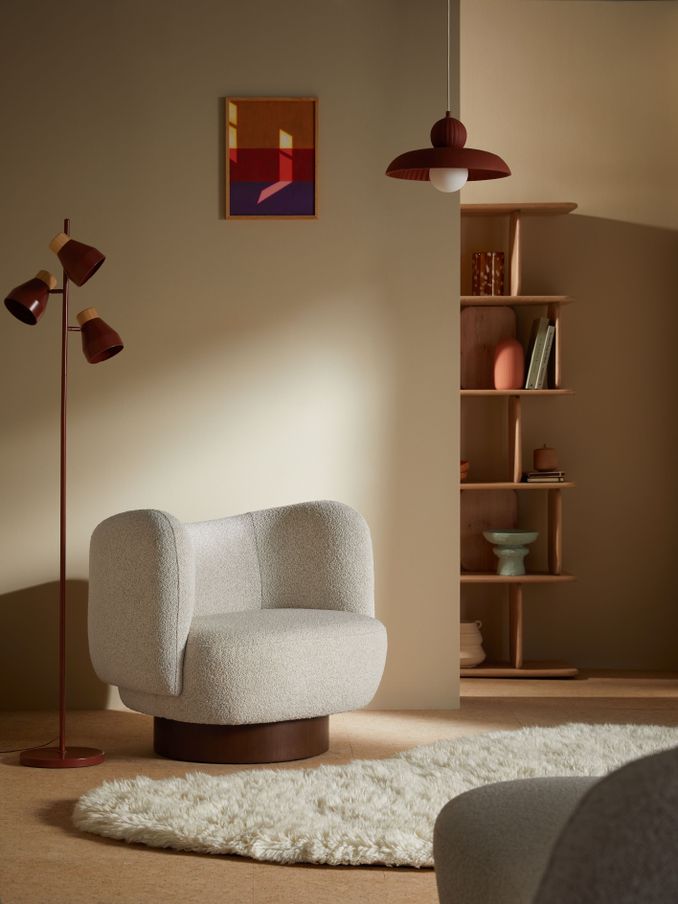 Novara Swivel Accent Chair in Off White Pax Boucle (E75770) | £399