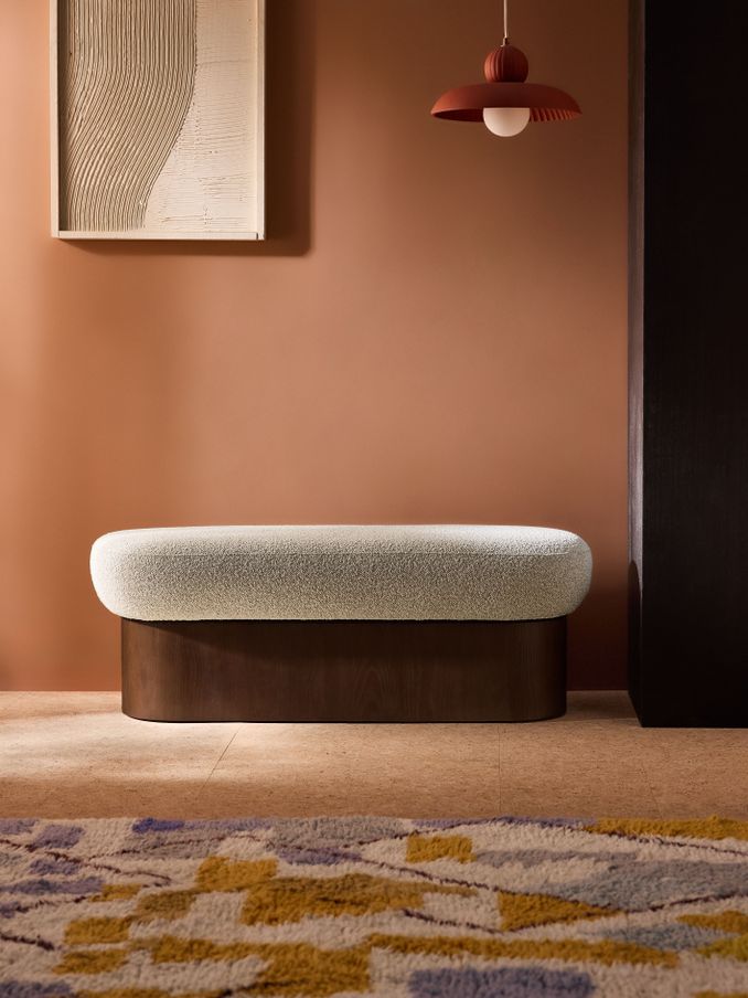 Novara Storage Ottoman Bench in Off White Pax Boucle (E75772) | £275