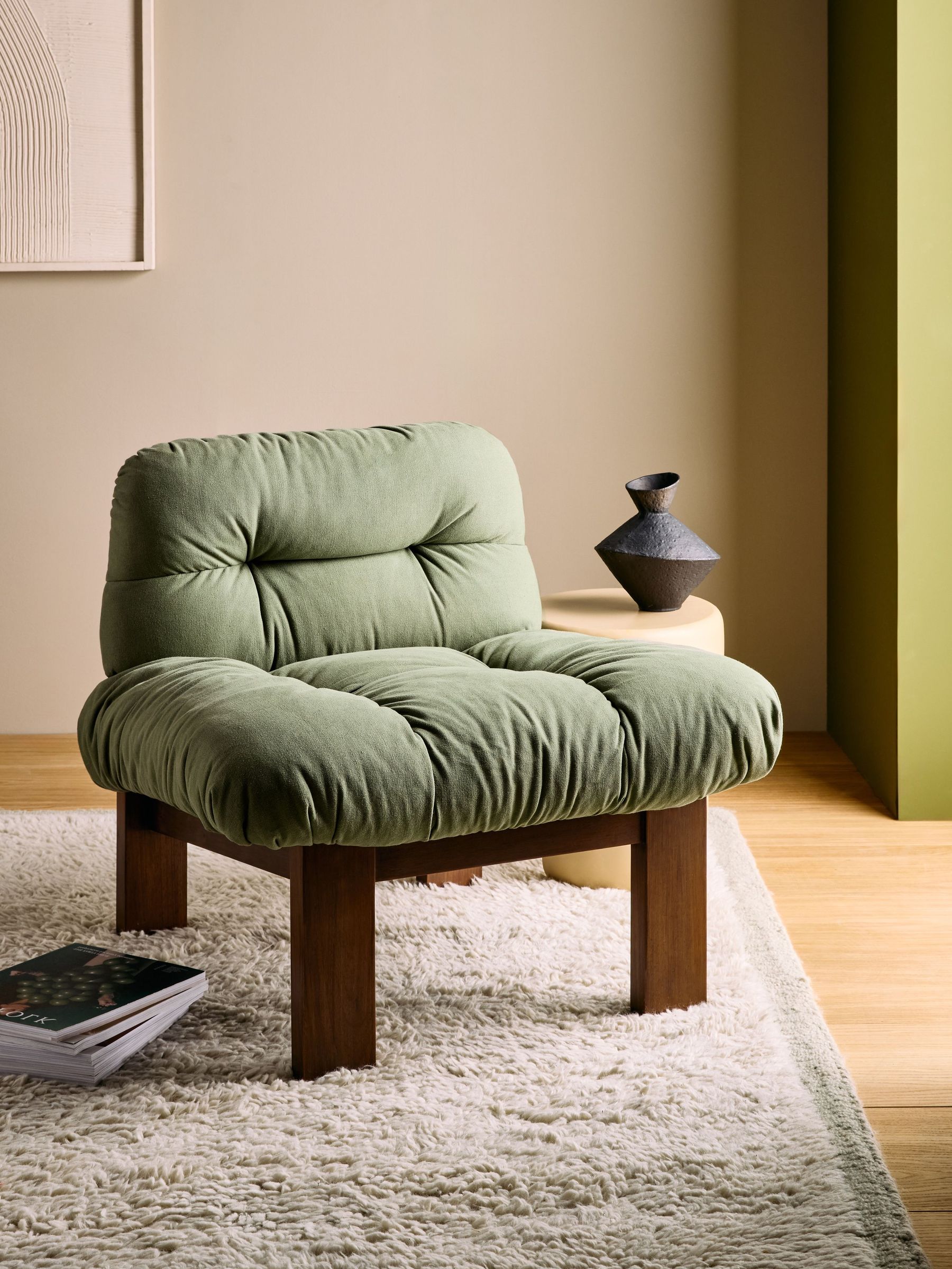 Fran Accent Chair in Olive Green Cotton Linen Blend (E75785) | £399