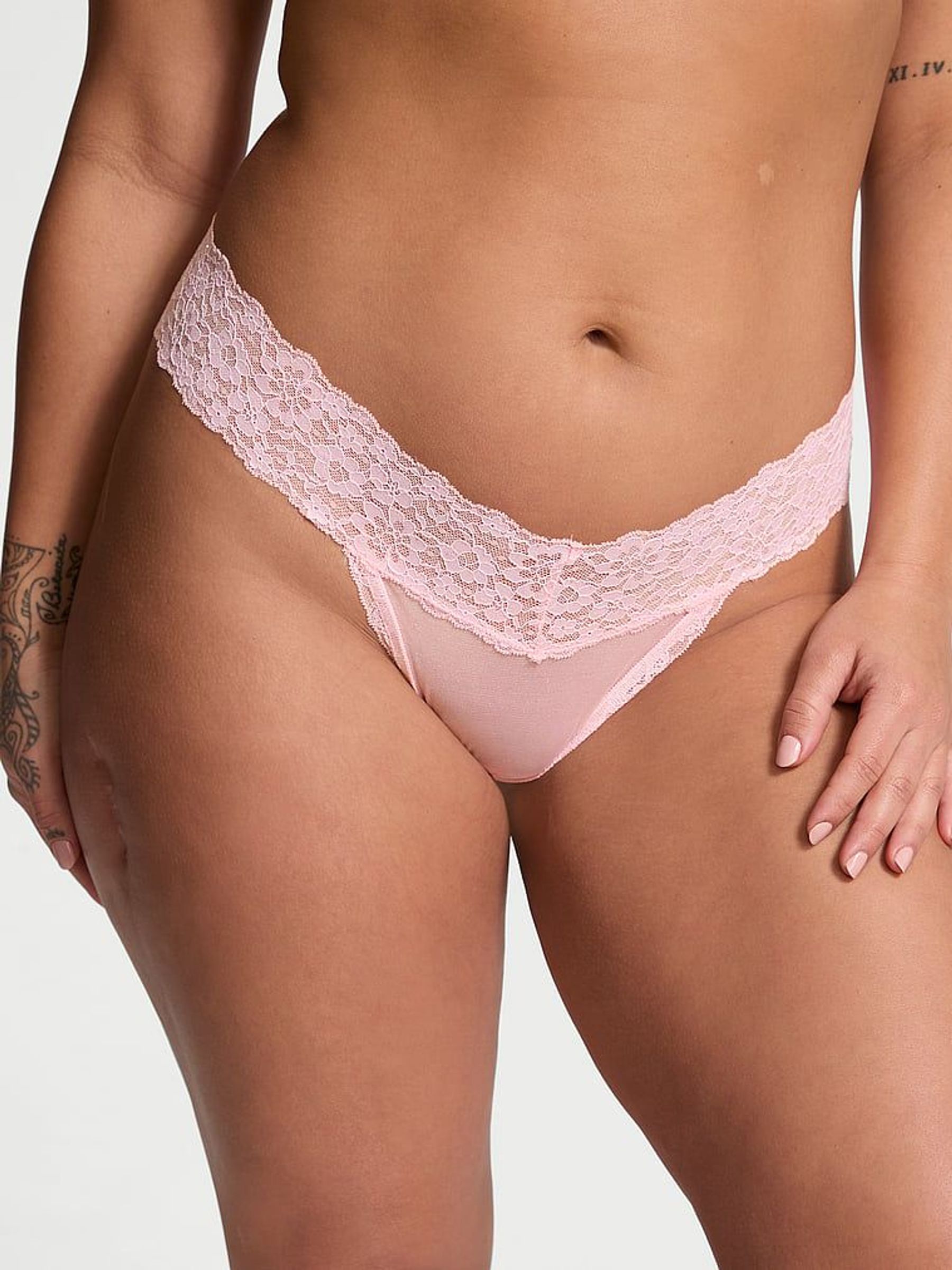 Pretty Blossom Pink Sequins Thong Mesh Knickers (E77086) | £4