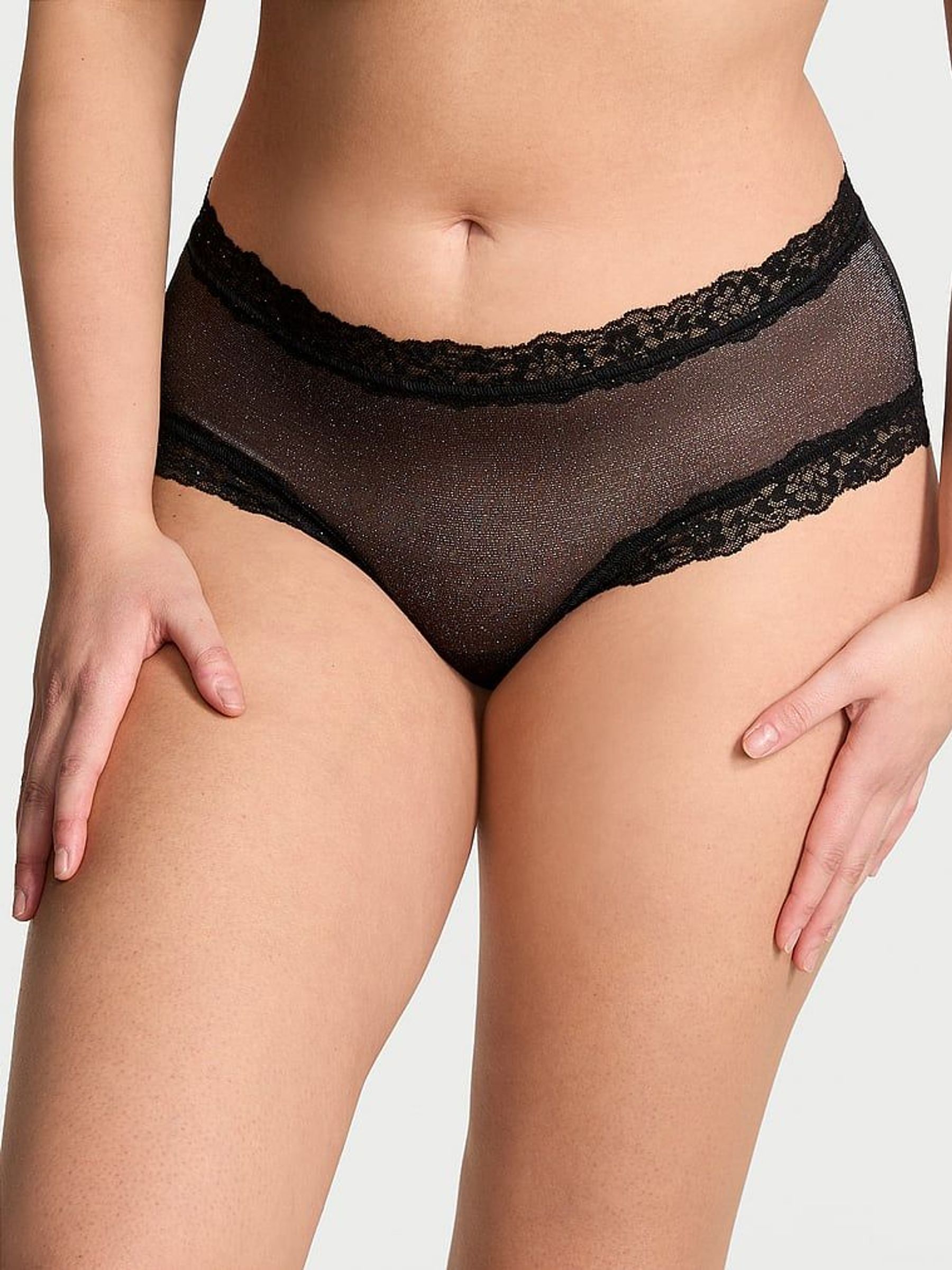 Black Sequins Cheeky Mesh Knickers (E77109) | £4
