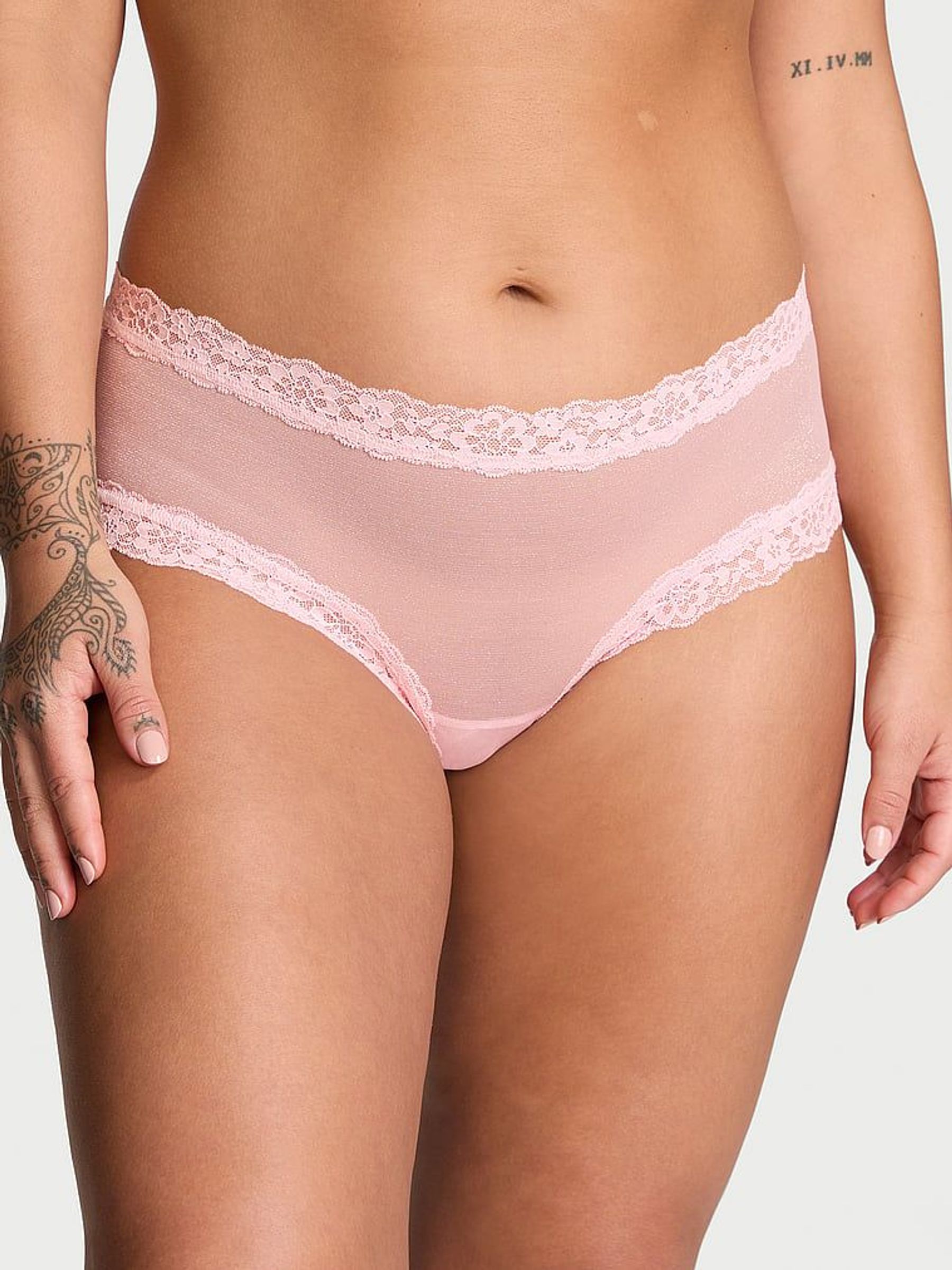 Pretty Blossom Pink Sequins Cheeky Mesh Knickers (E77110) | £4