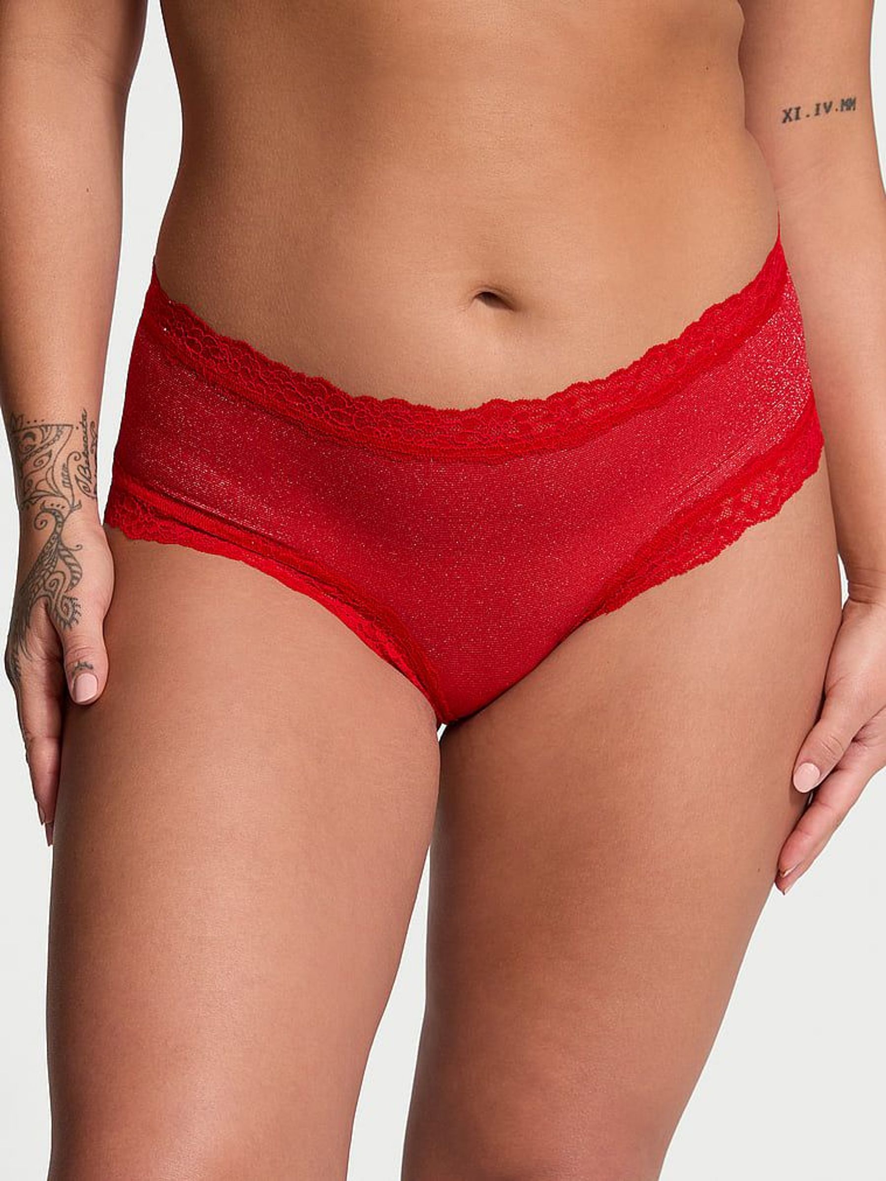Lipstick Red Sequins Cheeky Mesh Knickers (E77126) | £4