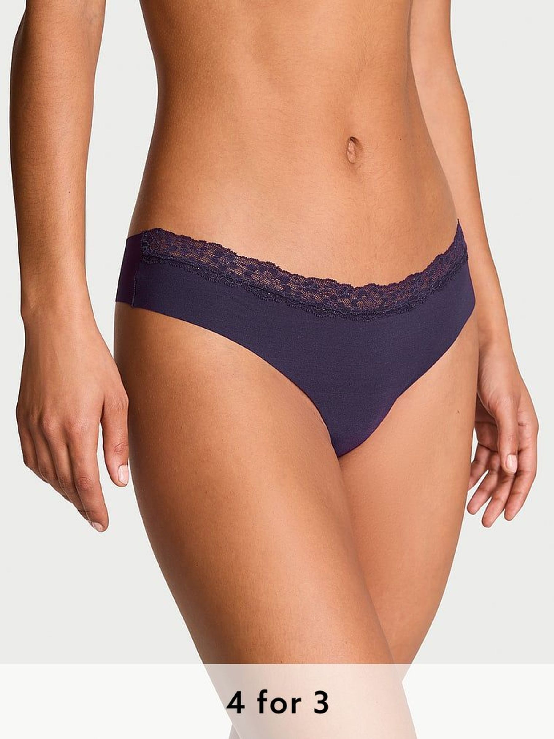 Stained Glass Purple Lace Waist Thong Knickers (E77128) | £9