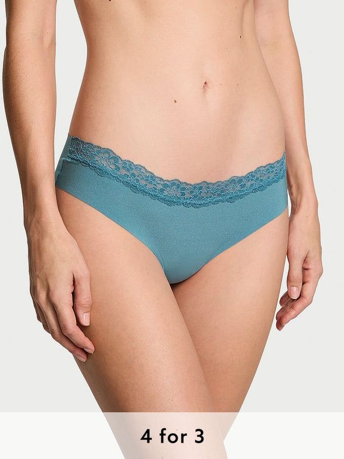 French Sage Green Lace Waist Thong Knickers (E77133) | £9