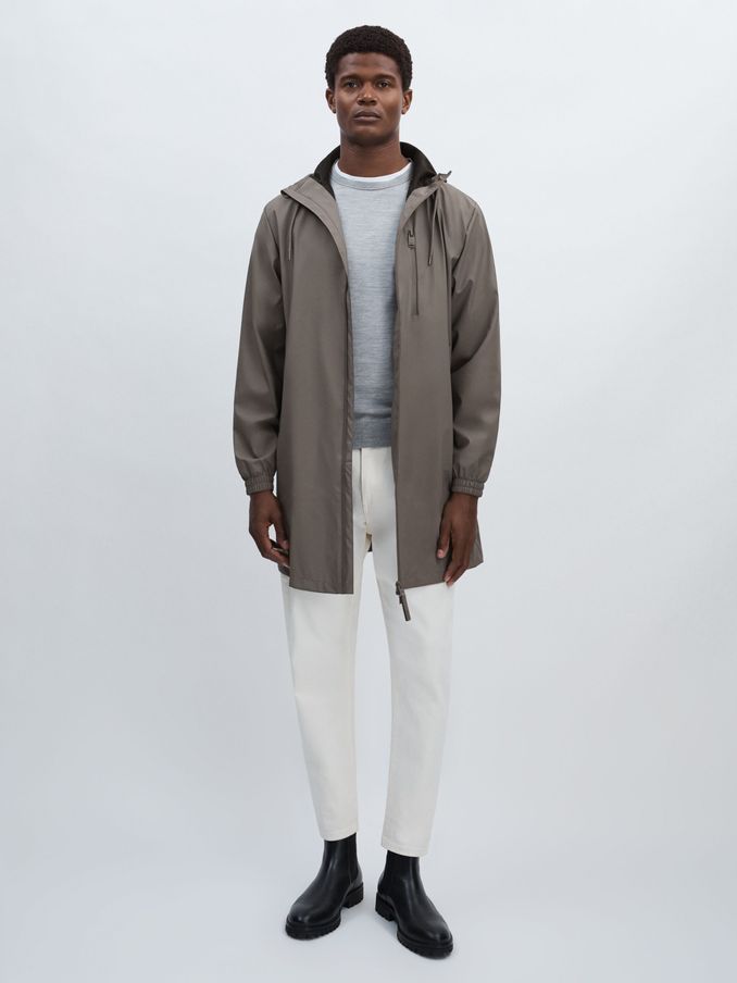 Rains Long Storm Breaker Raincoat in Dark Grey (E77264) | £60