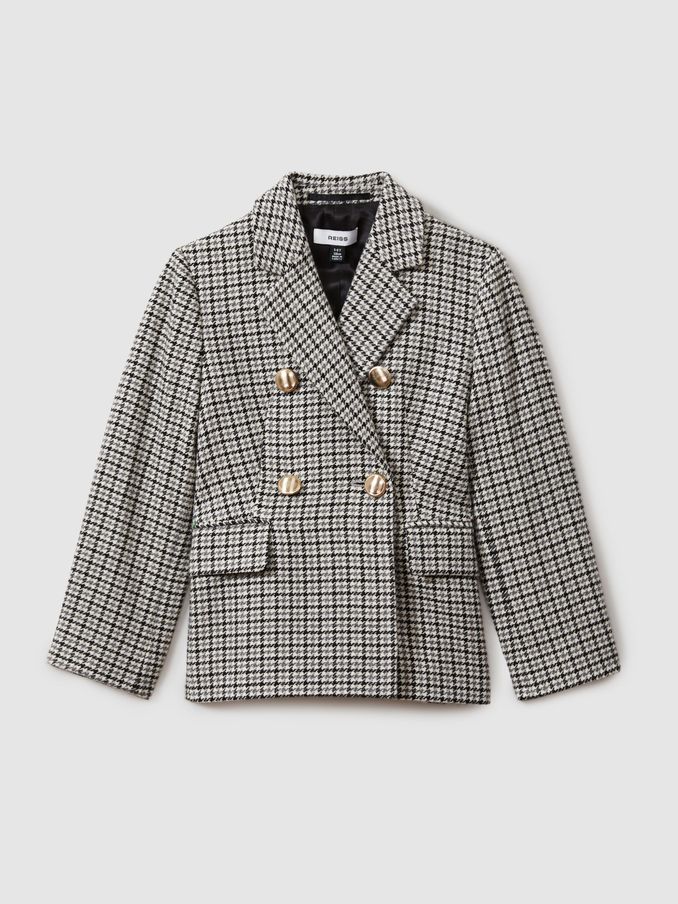 13-14 yrs Checked Double Breasted Suit Blazer in Black (E78667) | £40