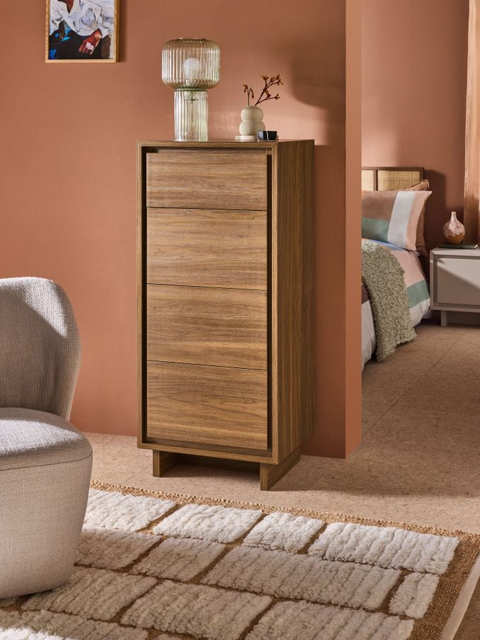 Kaci Tall Chest of Drawers in Dark Brown (E78975) | £429