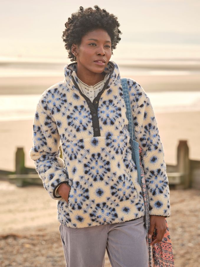 Ivory Batik Geo Overhead Fleece (E79232) | £65