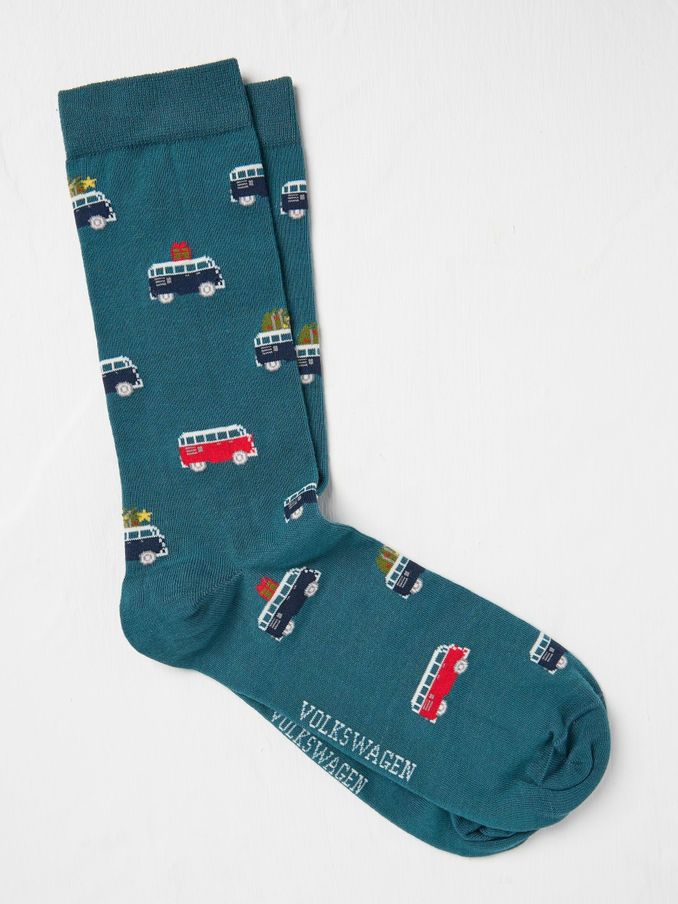 Teal Blue Mens VW Tree Socks 1 Pack (E79241) | £2