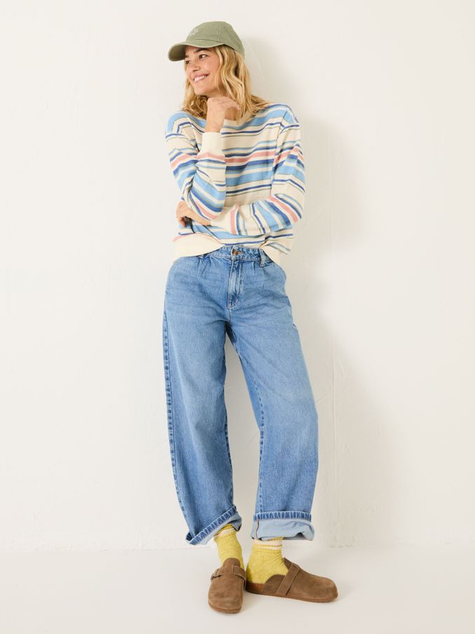Natural 100% Cotton Georgia Stripe Crew Sweater (E79249) | £39.50