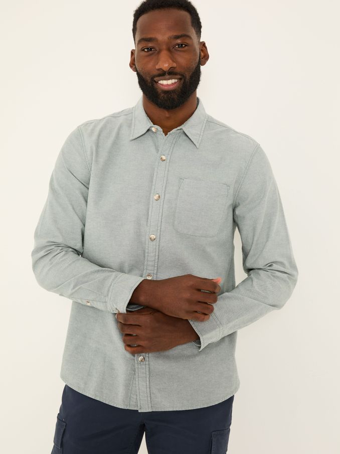 Dusky Green Long Sleeve Oxford Shirt (E79532) | £46