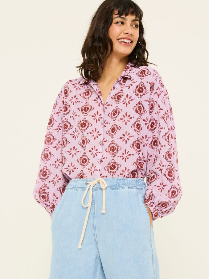 Ebby Heather Purple 100% Cotton Blouse (E79968) | £30