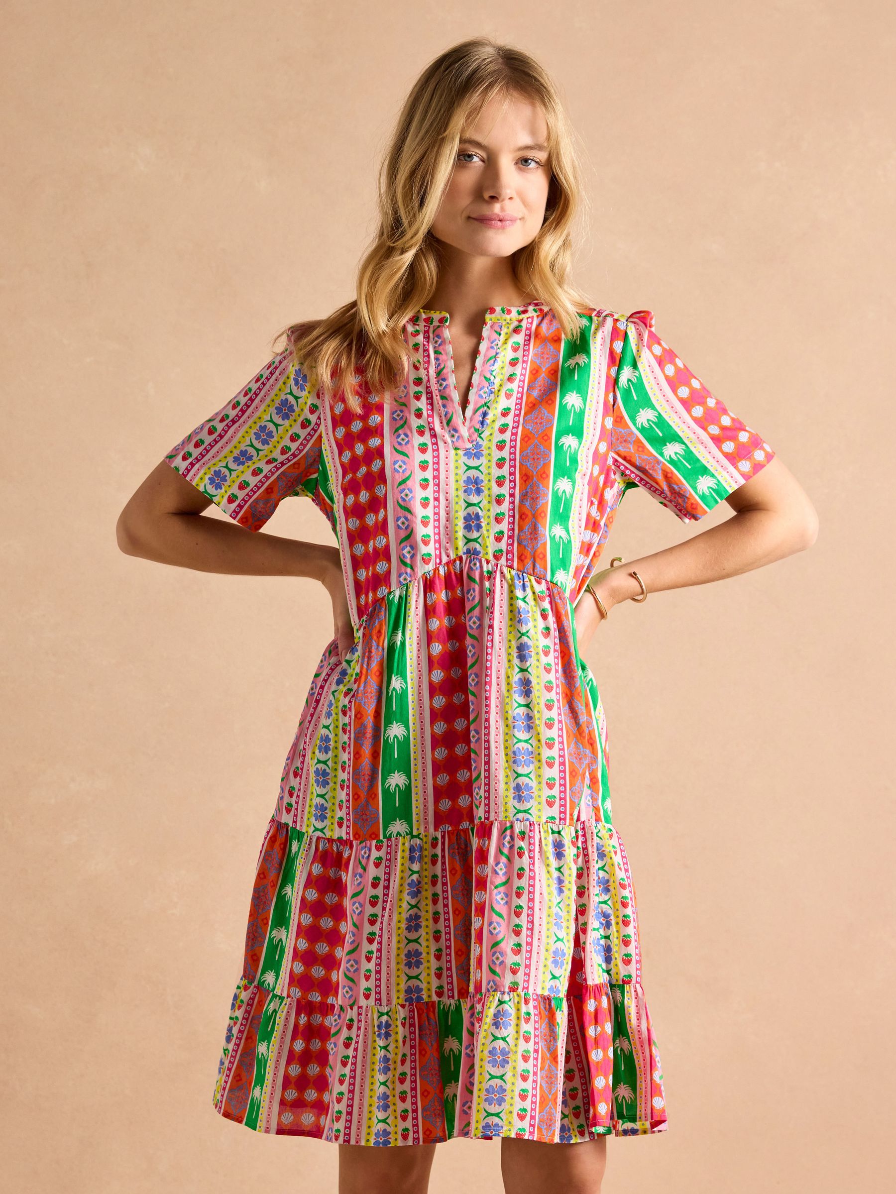 Ariella Multi Cotton Tiered Dress (E80072) | £55