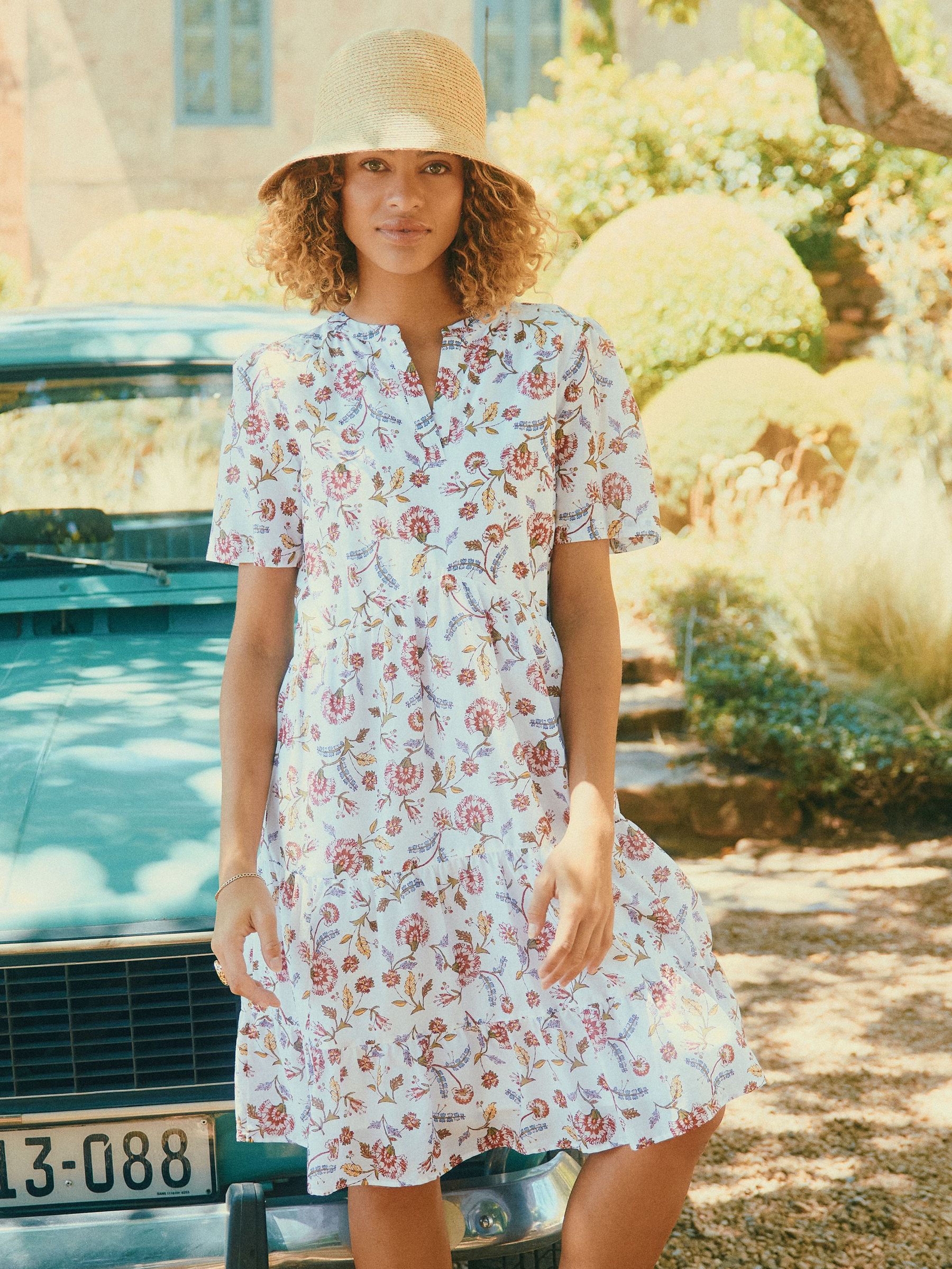 Ariella Provence Floral Cotton Tiered Dress (E80074) | £55