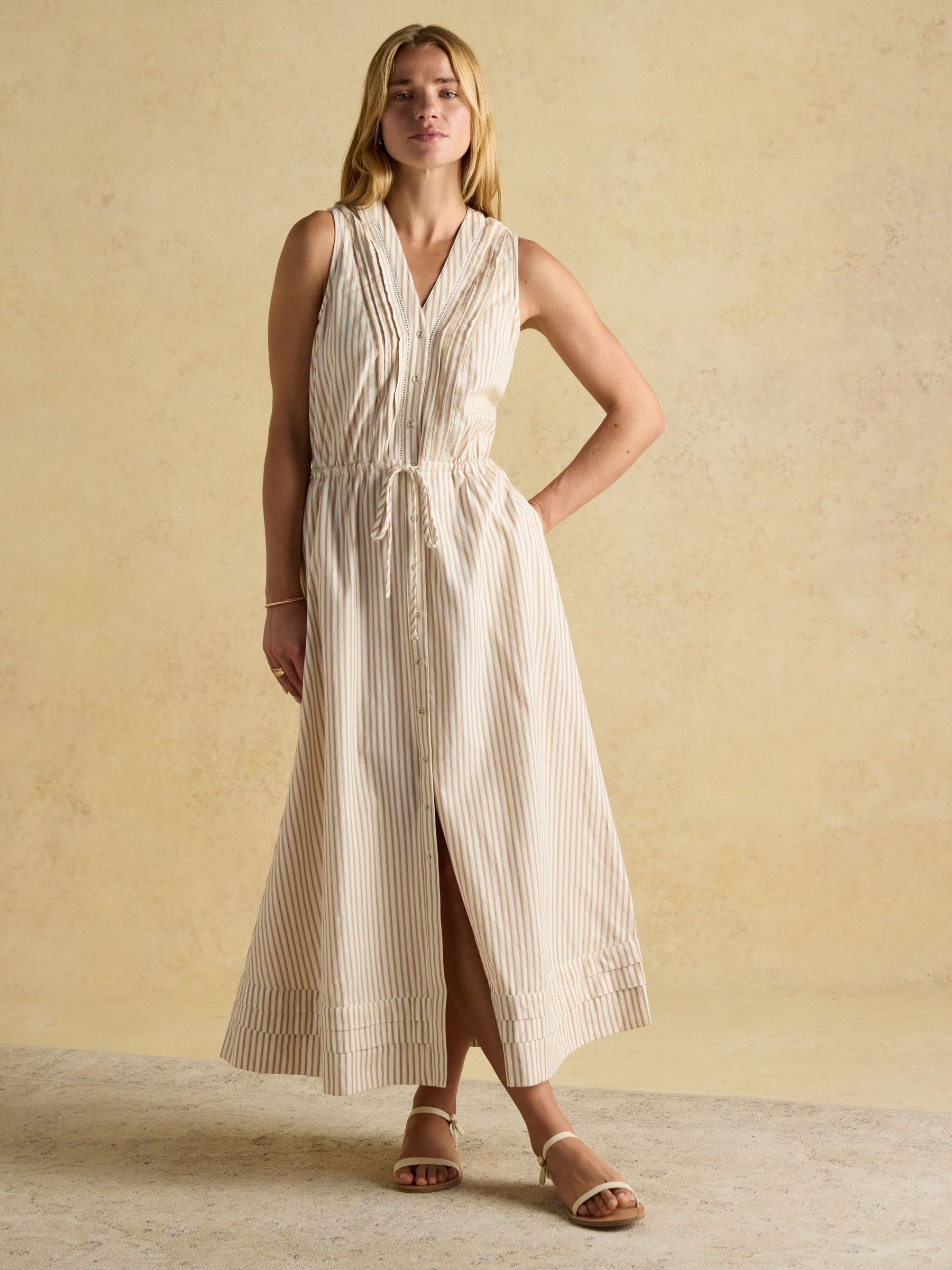 Gracie Tan Brown Button Down Midi Dress
