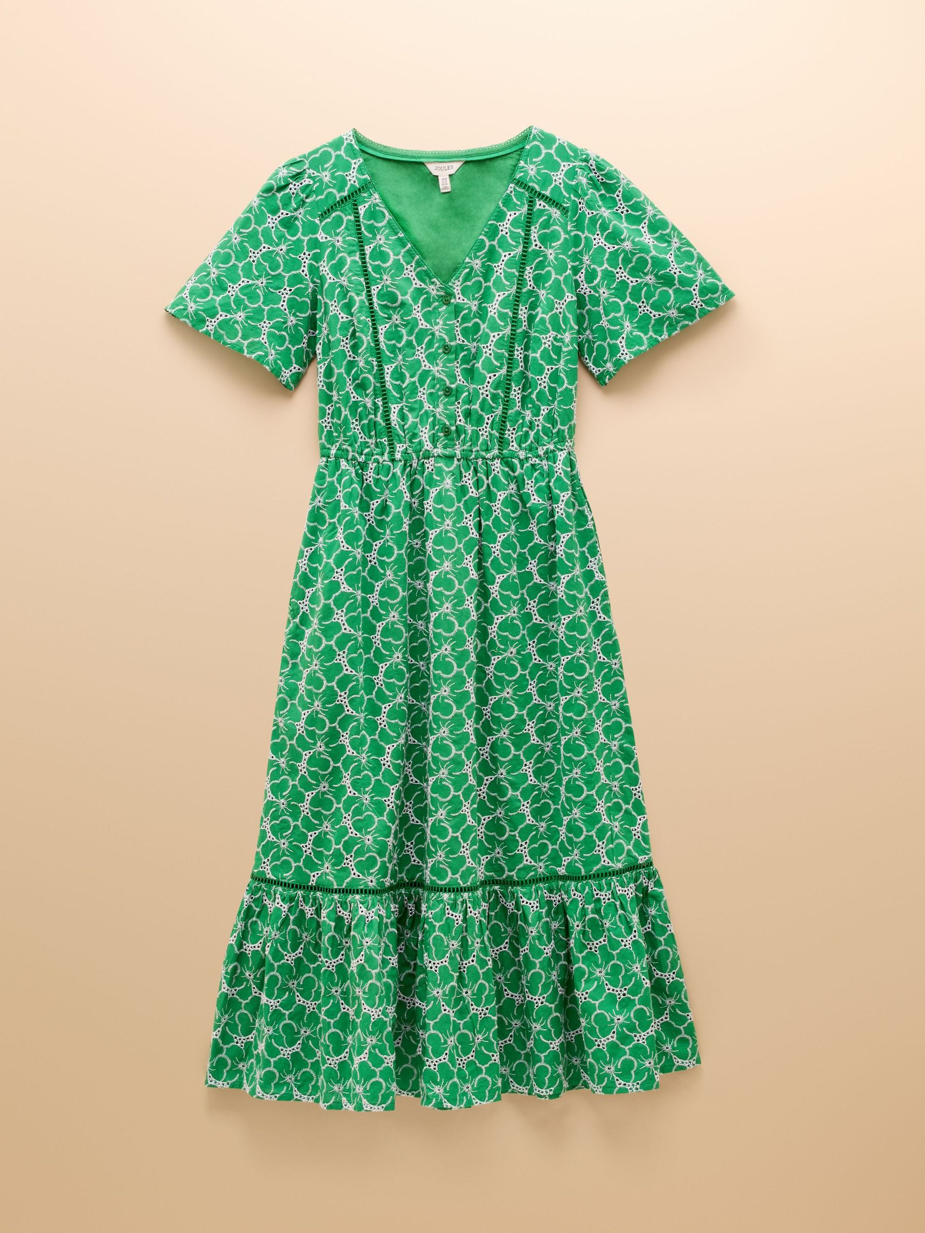 Harriet Green/White Broderie Midi Dress (E80095) | £89