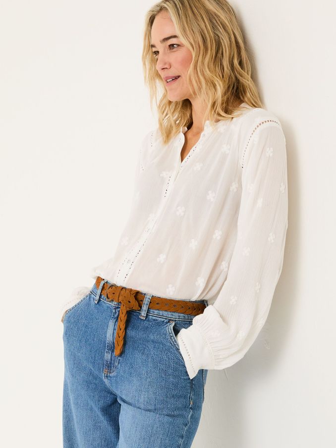 Orla Ivory Embroidered Blouse (E80130) | £49.50