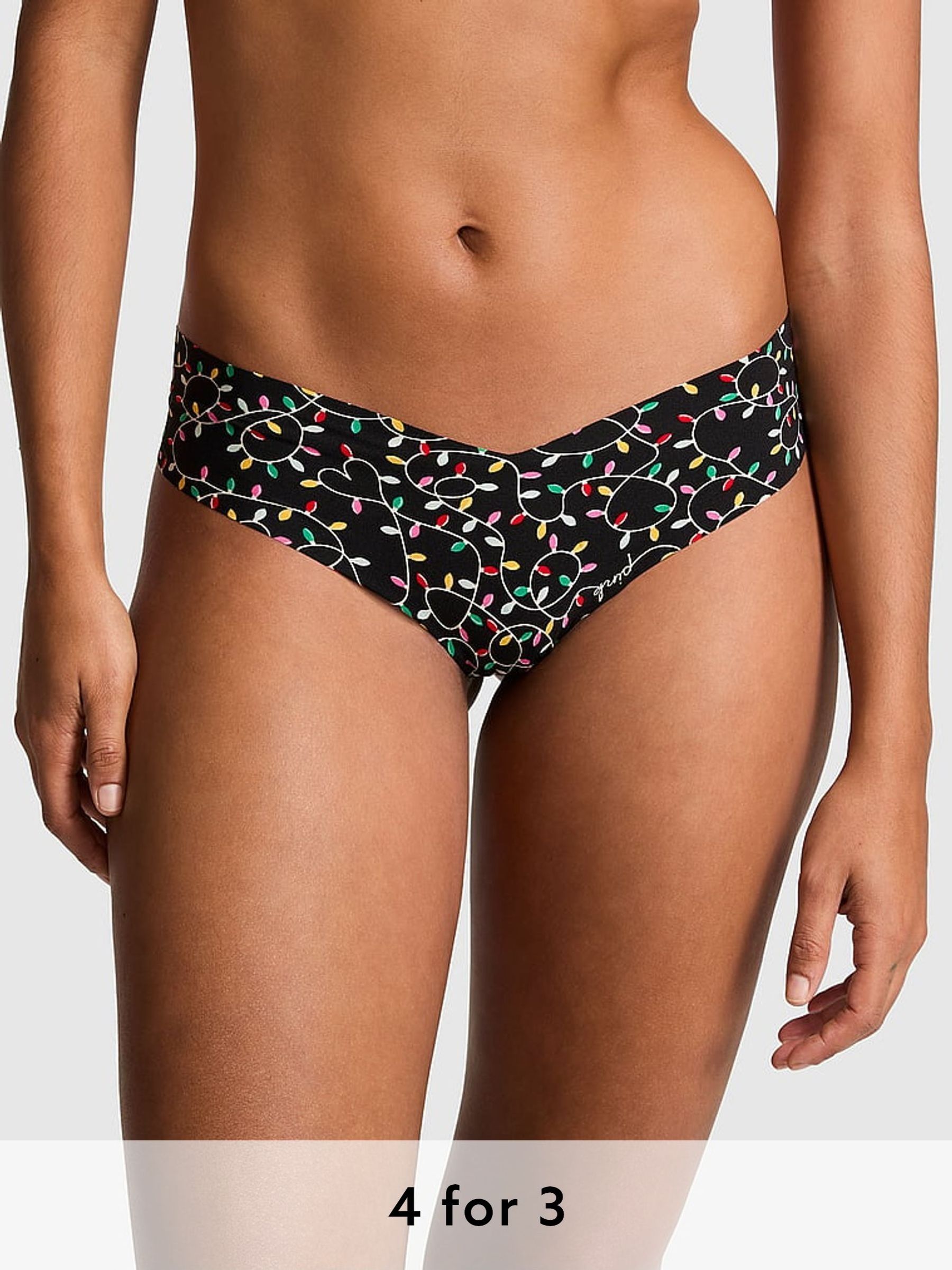 Black Lights Print High Leg Thong Knickers (E80901) | £9
