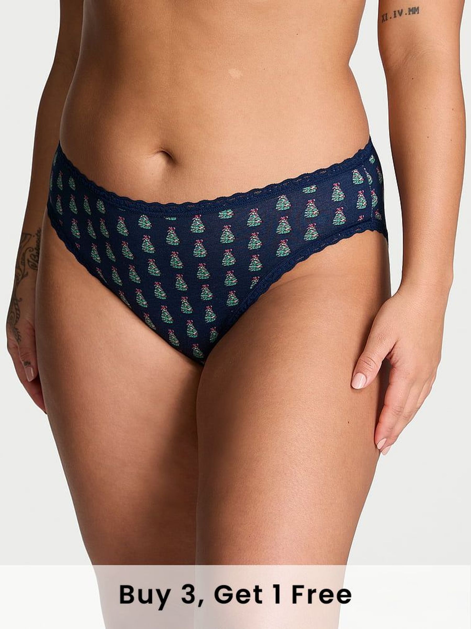 Noir Navy Blue Christmas Tree Brief Knickers (E80906) | £9