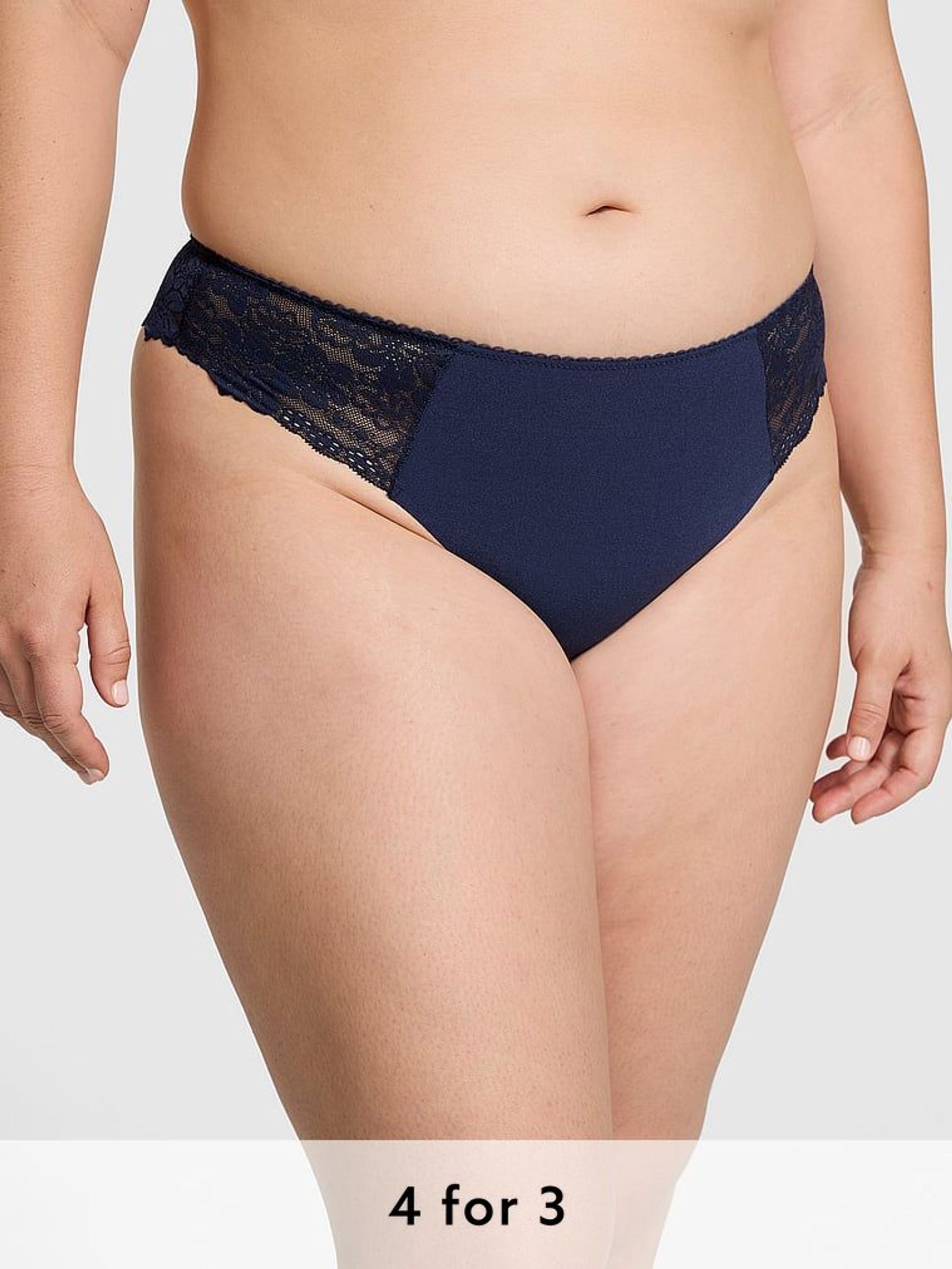 Midnight Navy Blue Lace Thong Knicker (E80909) | £9