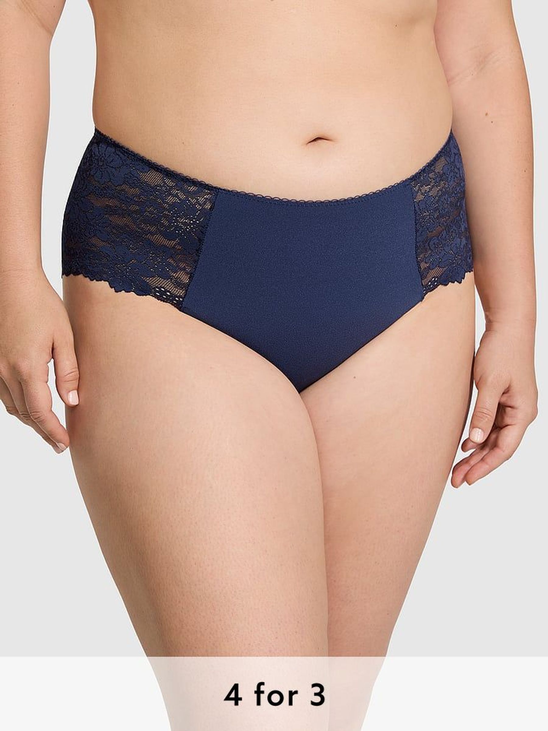 Midnight Navy Blue Lace Cheeky Knicker (E80910) | £9