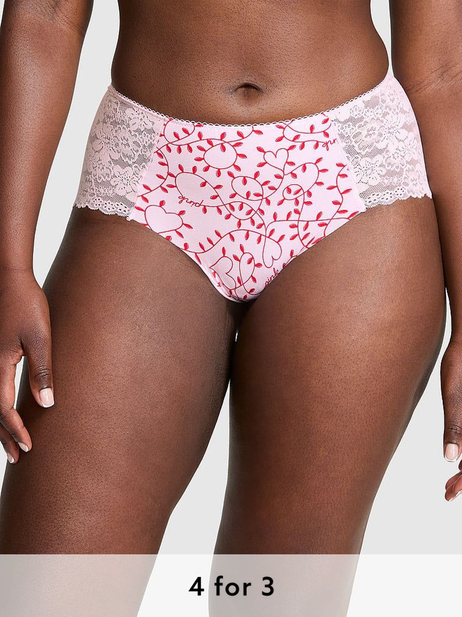Pink Tulip Lights Lace Cheeky Knicker (E80912) | £9