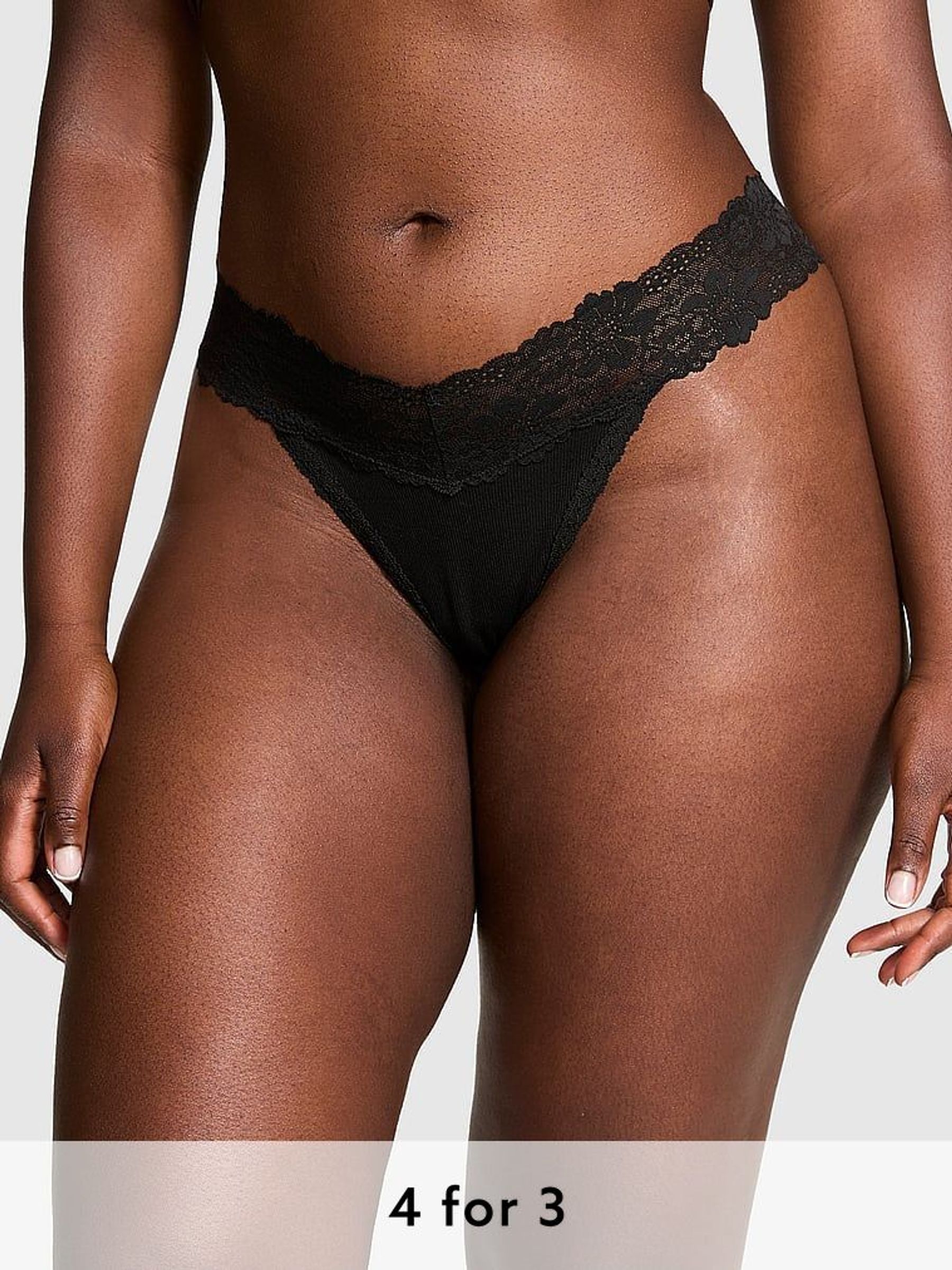 Black High Leg Floral Lace Knickers (E80913) | £9