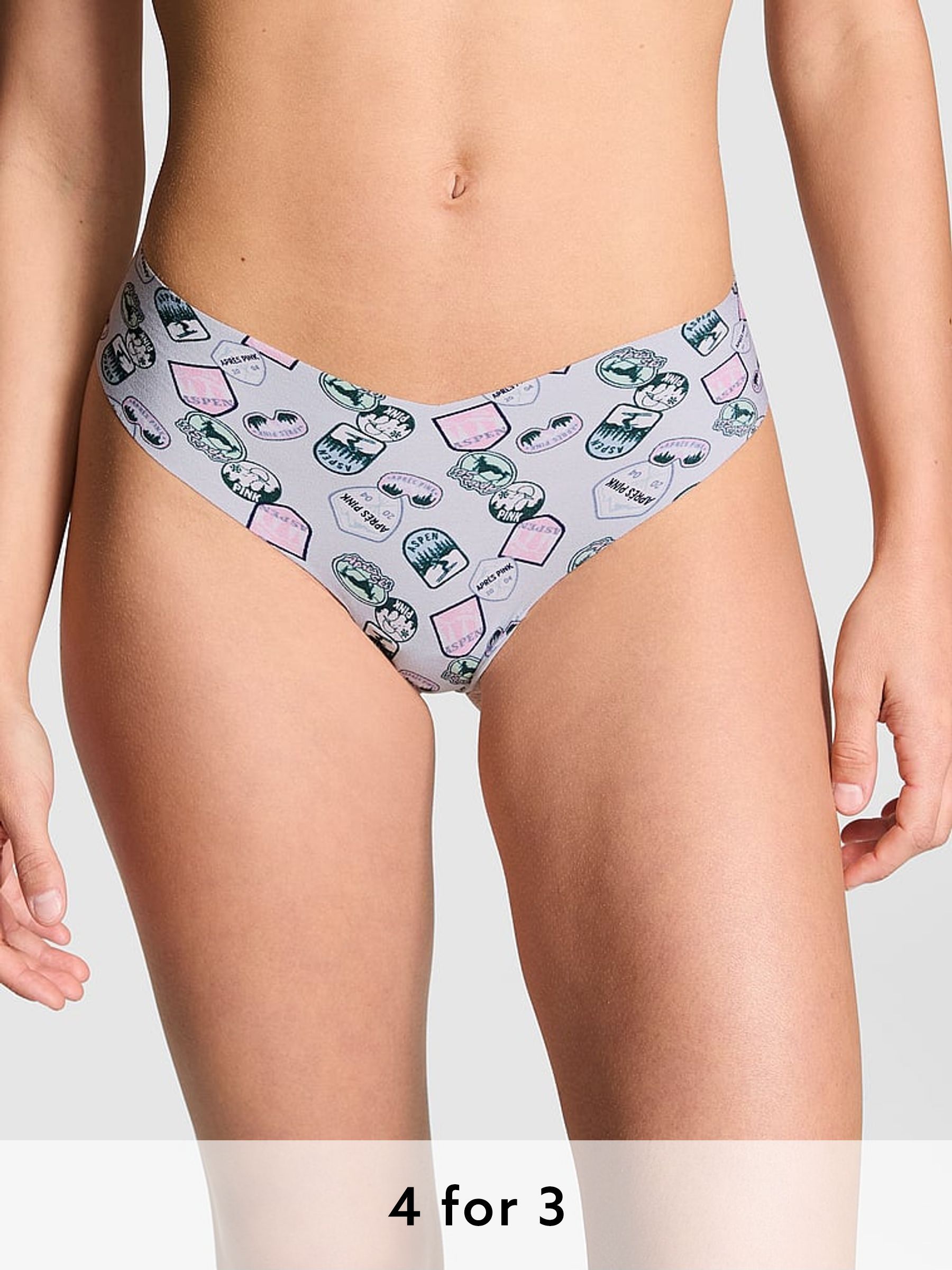 Hydrangea Blue Sticker Print Thong Knickers (E80920) | £9