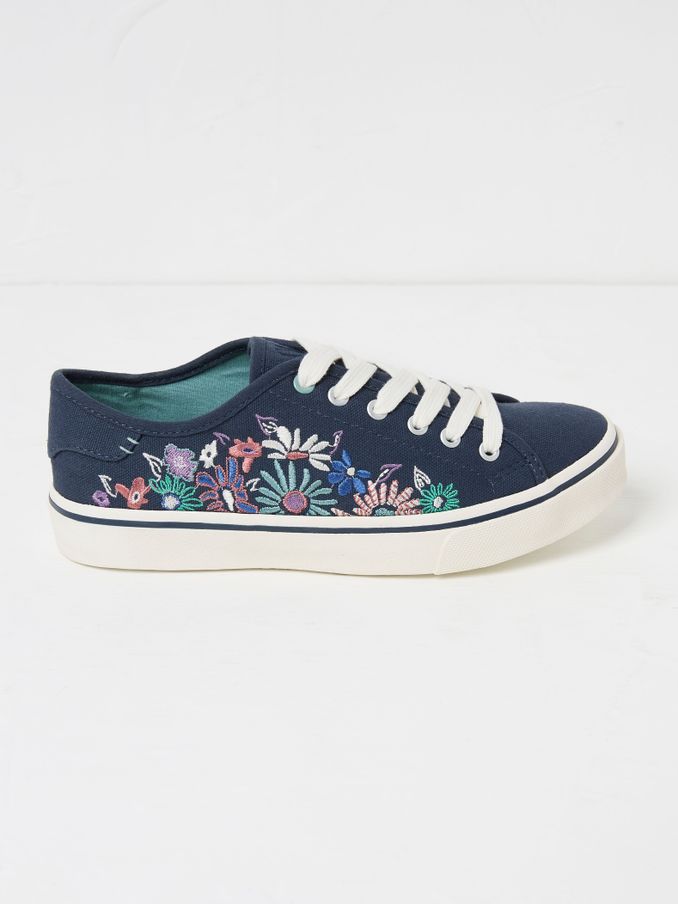 Navy Wren Embrodiered Trainers (E81212) | £49