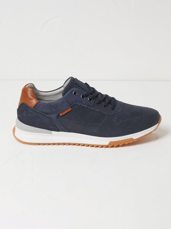 Wells Blue Leather Trainers (E81237) | £45