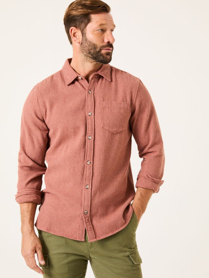 Rust Brown Long Sleeve Brushed Shirt (E81831) | £52