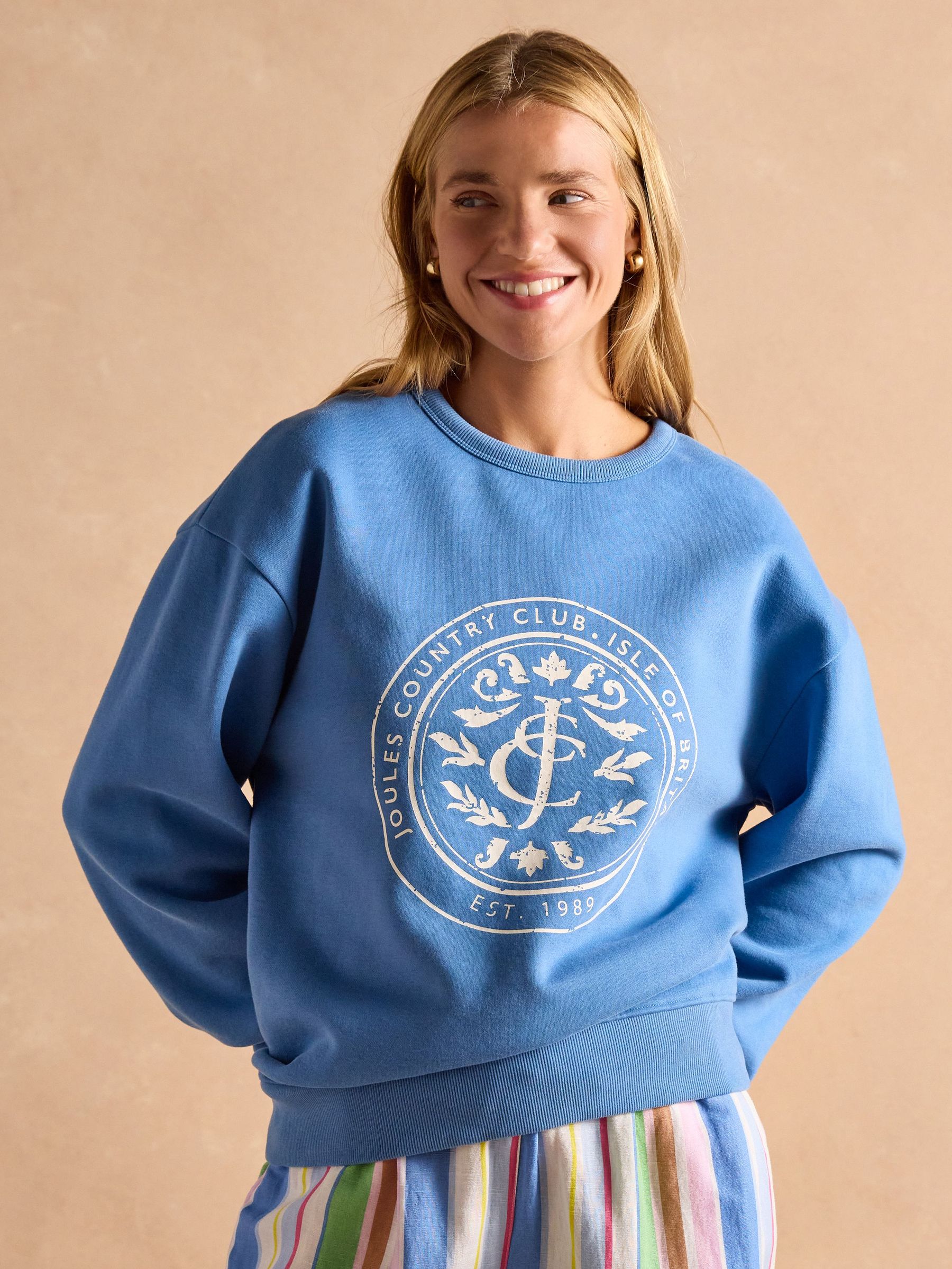 Graphic Blue Cotton Rich Crew Neck Sweatshirt (E81848) | £45