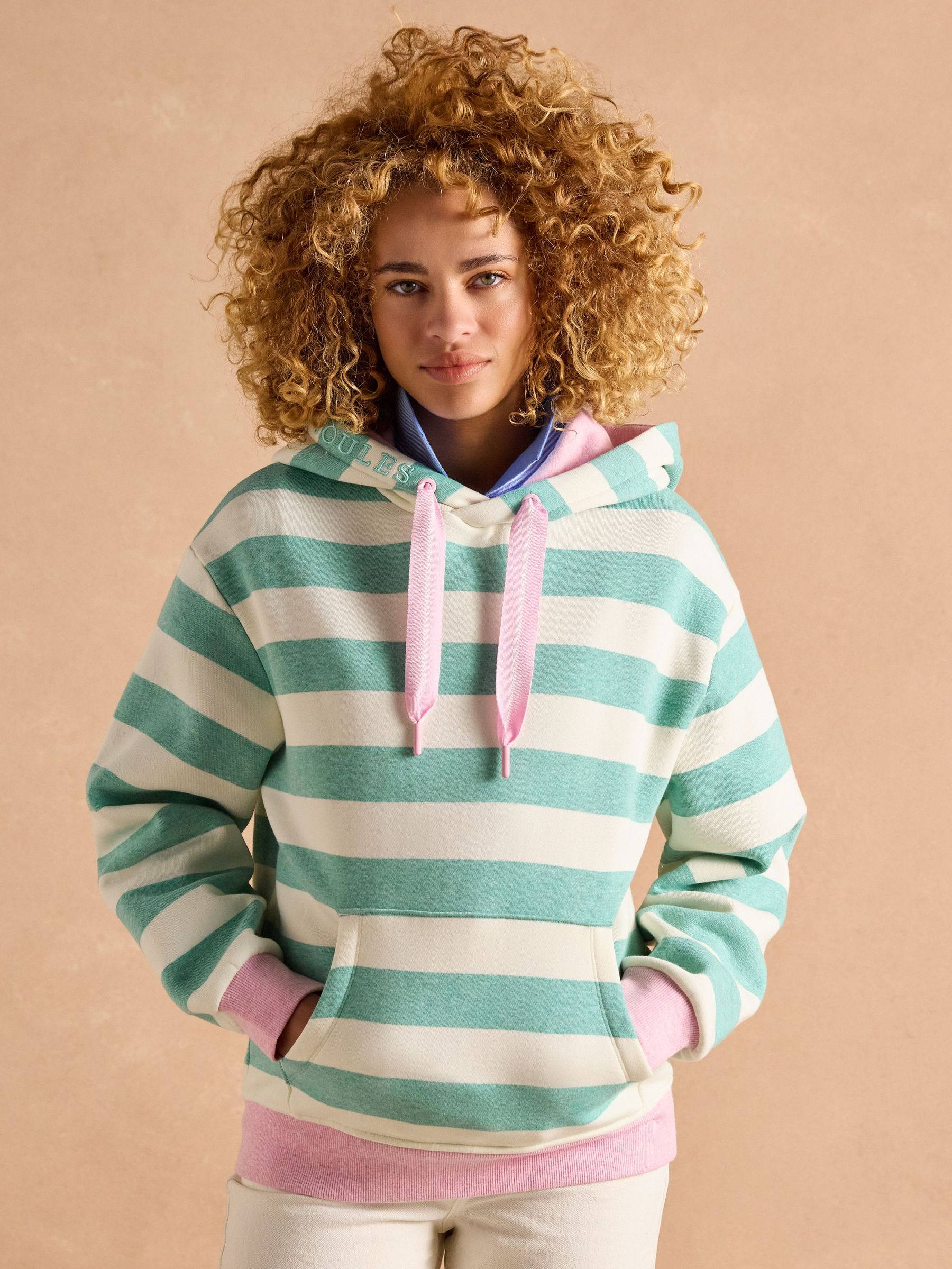 Milbourne Green Marl Stripe Cotton Rich Hoodie (E81850) | £60