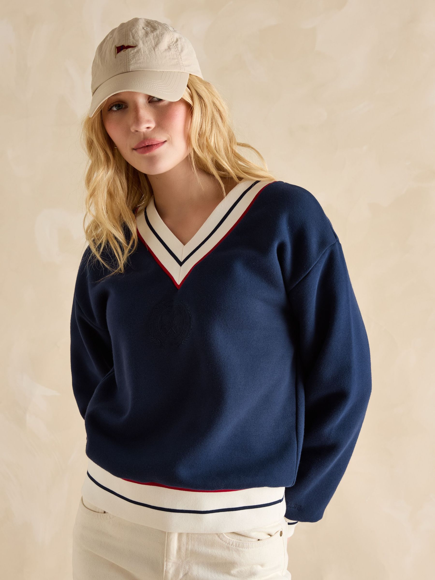 Varsity Navy Blue Cotton Rich Embroidered Sweatshirt (E81854) | £49