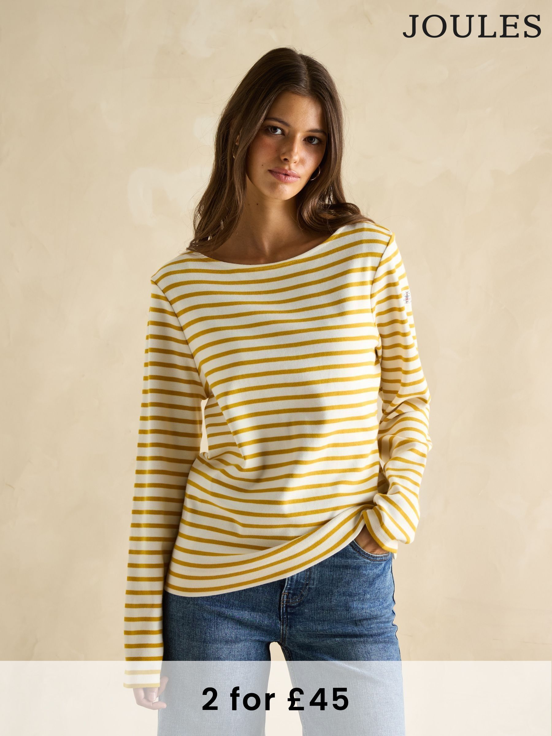 Harbour Mustard Yellow Boat Neck Breton Top (E81887) | £30