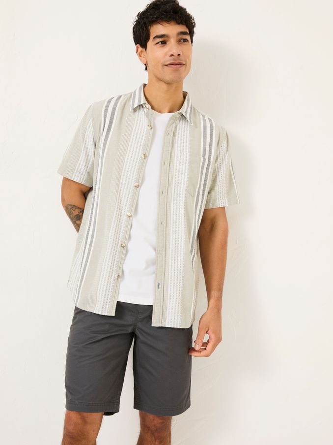 Light Green Short Sleeve Oask Stripe Shirt (E81964) | £44