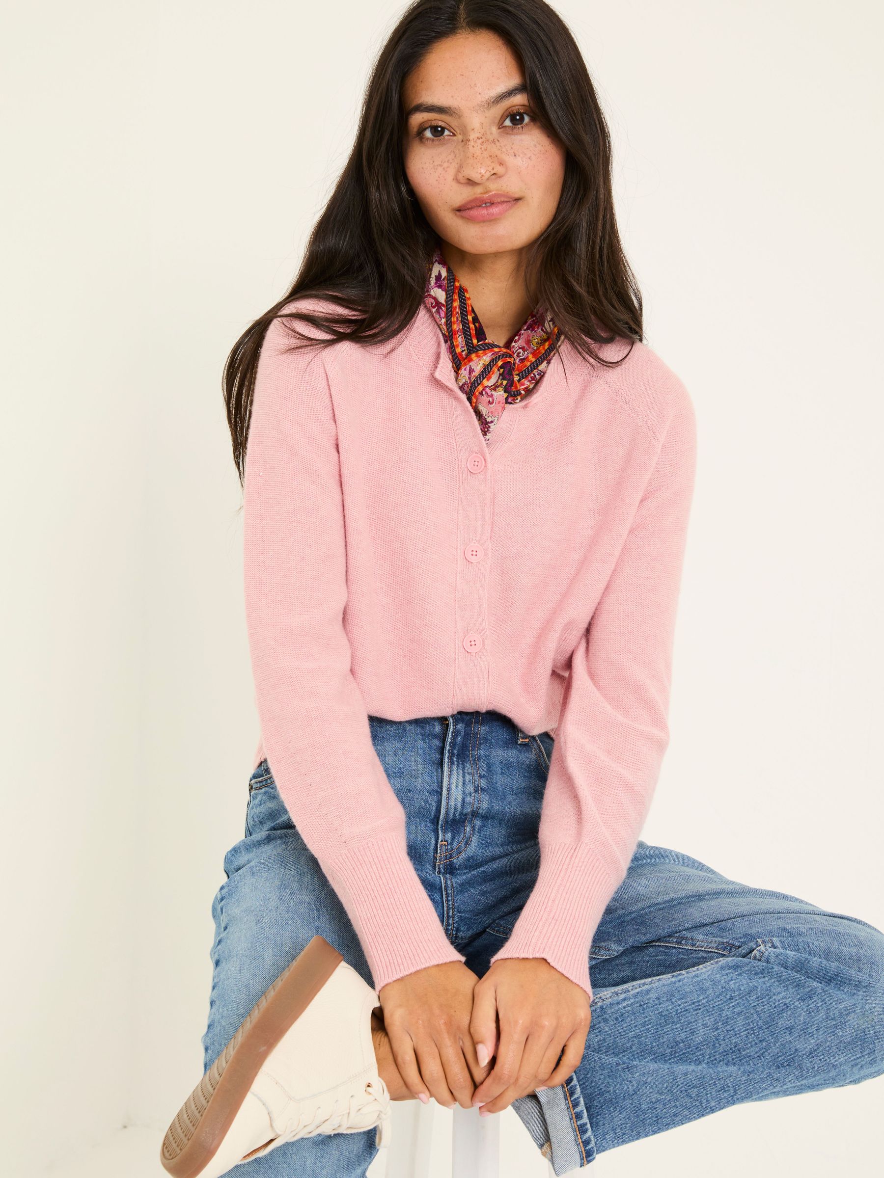 Mid Pink Selah Knitted Button Front Cardigan (E82135) | £35