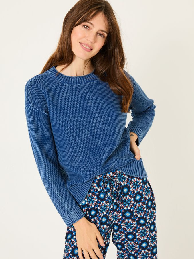 Elia Ink Blue Laundered Knitted Jumper (E82258) | £30