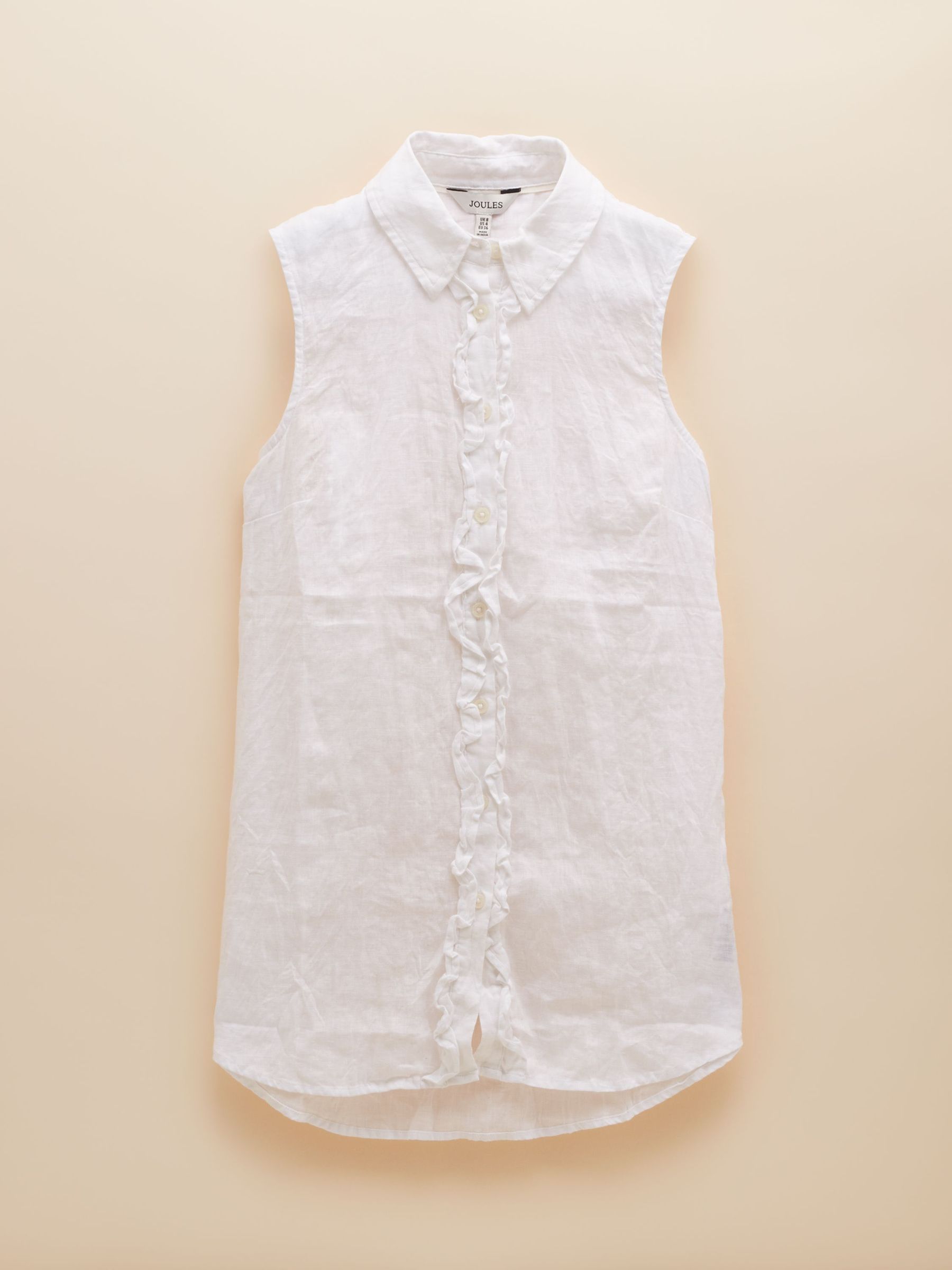 Selene White 100% Linen Sleeveless Shirt