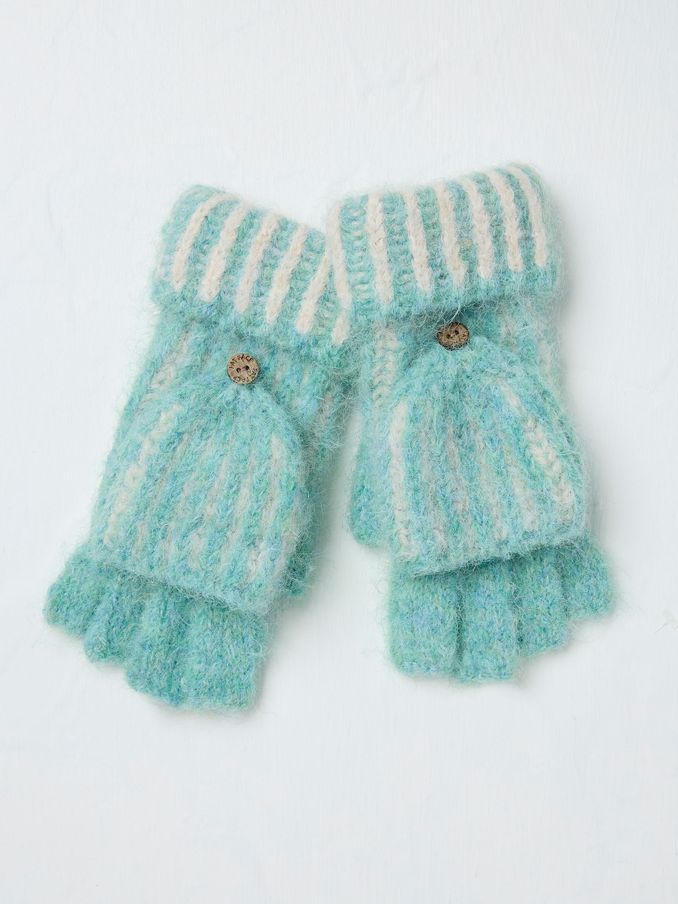 Green Haze Plaited Overflap Gloves (E82351) | £9