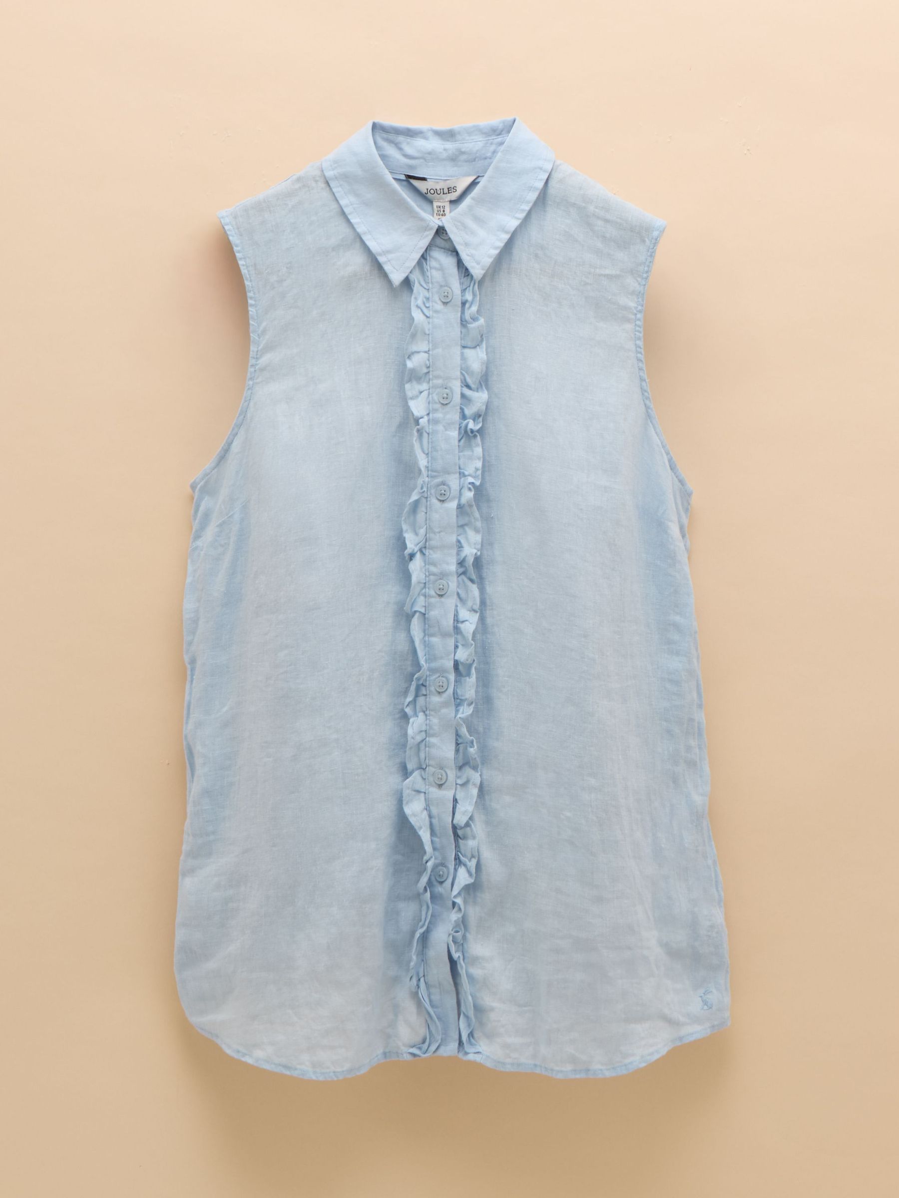 Selene Blue 100% Linen Sleeveless Shirt
