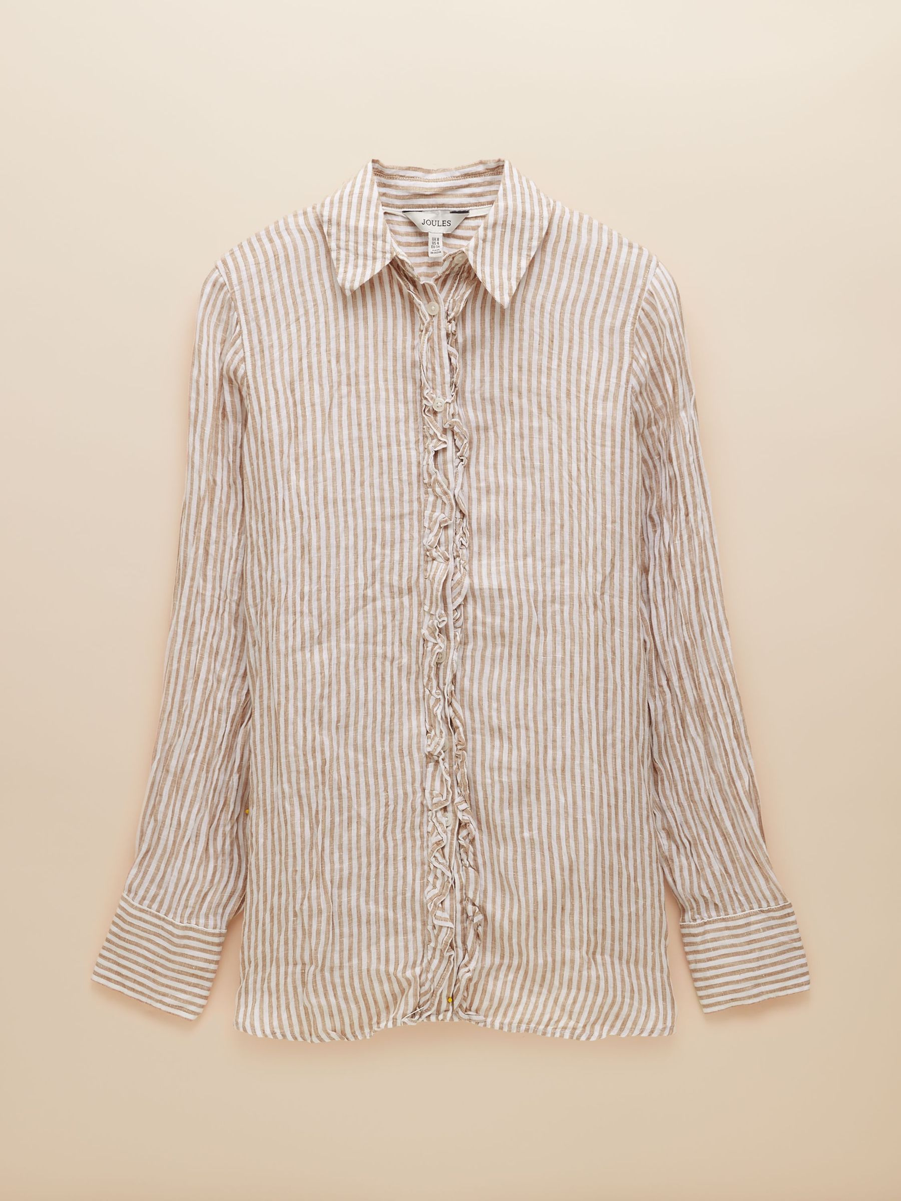 Selene Light Brown Stripe 100% Linen Shirt